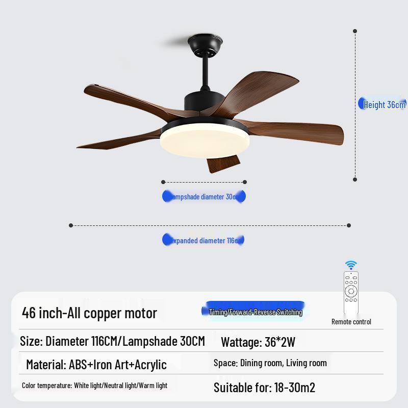 Nordic Industrial-Style Silent Ceiling Fan Chandelier for Home or Commercial Use