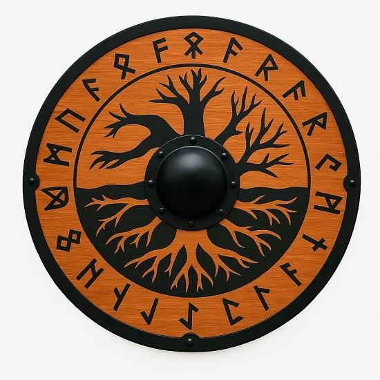 Warrior's Wooden Round Shield  Nordic Viking Wall Art for Home  Tree Wooden Viking Shield  Authentic