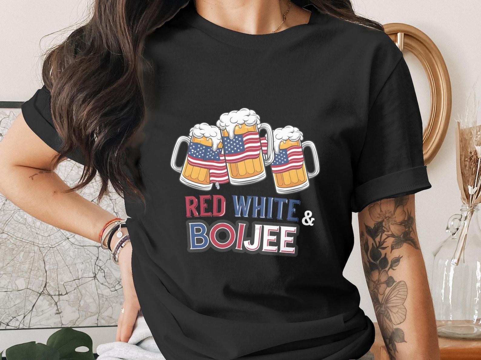 Red White Boijee Beer T-Shirt, American Flag Drinking Tee, Patriotic 4th of July Party Shirt, USA Beer Lover Gift 3XL