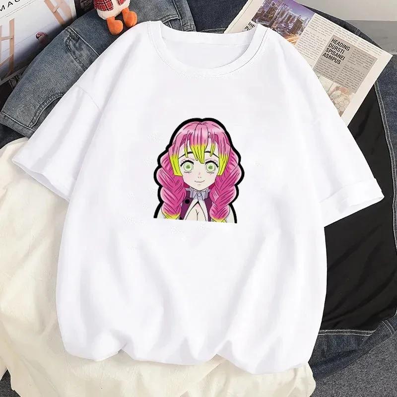 ZX Tee Printed Loose Tops Summer Black T-shirt Anime Cartoon T-shirt Female Demon Slayer Kanroji Mitsubishi Printed Clothes Fashion Y2K