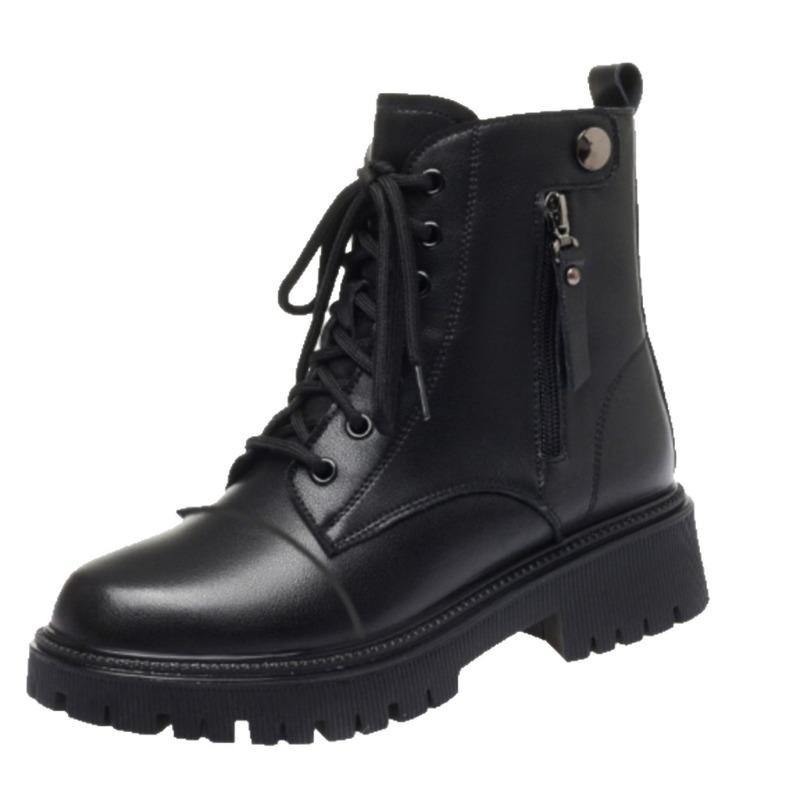 Fashion boots women's shoes new soft leather soft-soled fashion boots autumn and winter thickened velvet warm women's shoes