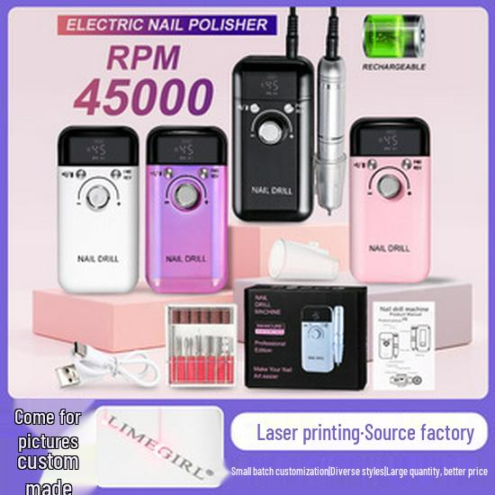 Electric Nail Drill 203: 45000 RPM Manicure & Pedicure File for Nail Removal & Polishing