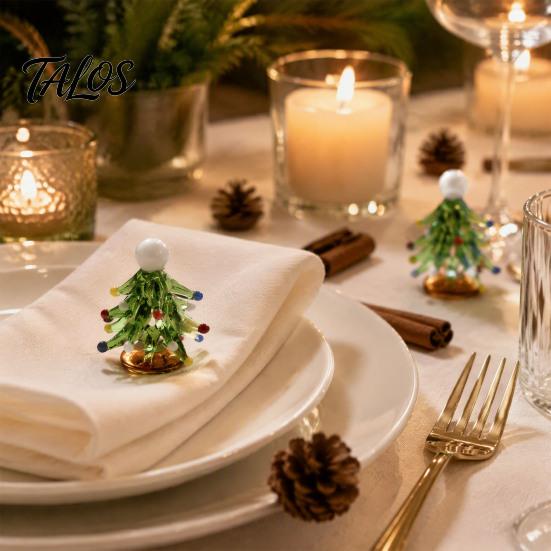Rotating Interactive Christmas Decor Glass Tree Figurine with Ceramic Base, Handmade Glazed Miniature Holiday Table Centerpiece Ornament for