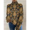Womens Christmas Print High Neck Sweater Loose Fit Casual Long Sleeve Top