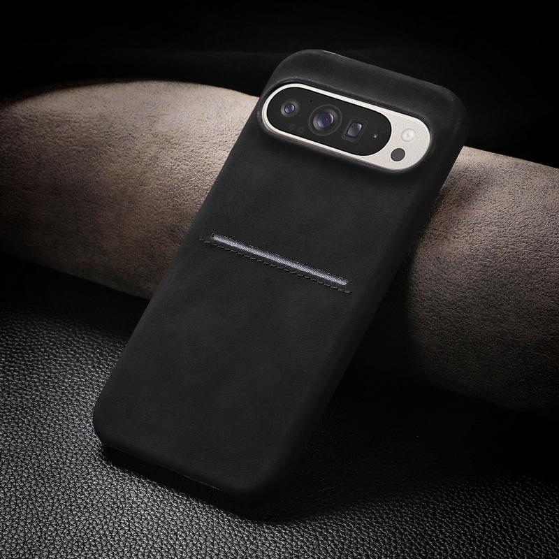 Solid Color Matte Leather Slim Phone Cover For Google Pixel 9 Pro XL Pixel 8A Luxury Card Slot Hard PC Shockproof Lens Protection Case