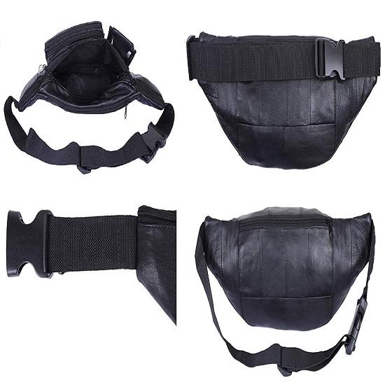 Noora Stylish BLACK Leather Waist Bags for Men's & Women's