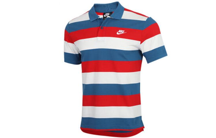 Мужские поло Nike Красно-синие Квадратный воротник Умеренный прямой крой CJ4466-457 L