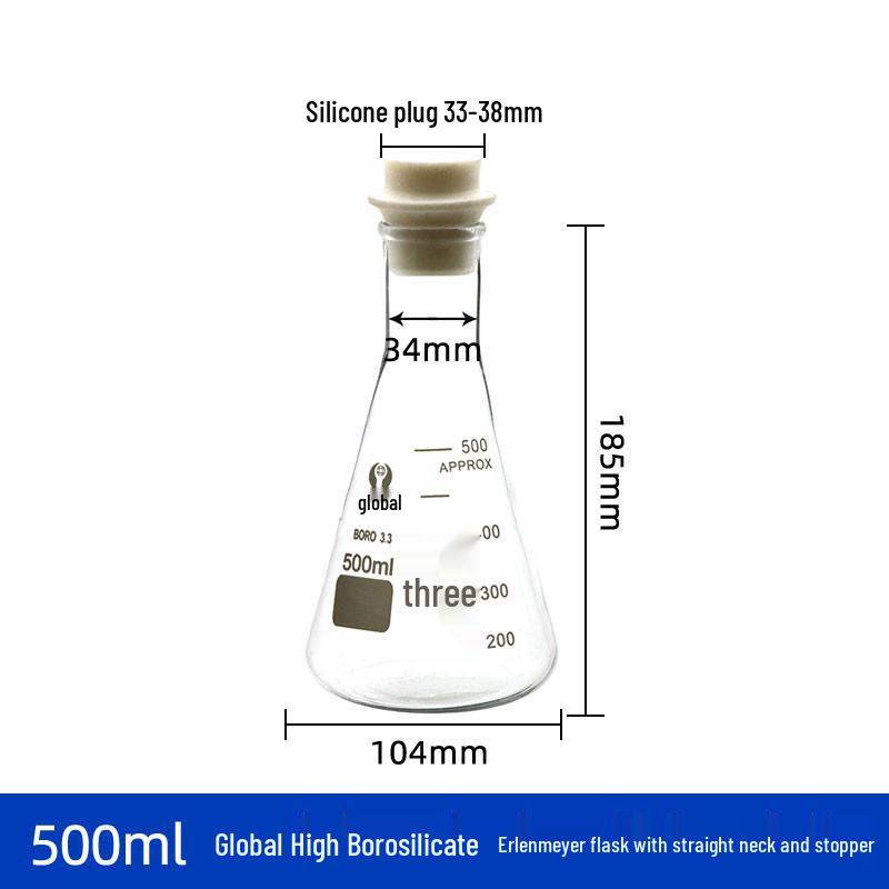 Heat-Resistant Thick Glass Triangular Flask with Silicone Stopper