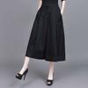 Women's Drawstring Elastic Waist Wide Leg Capri Pants Loose Fit Harem Pants Thin Denim Summer Commuter Skirt Culottes