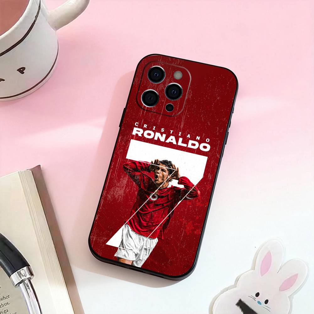 Football C R-Ronaldo CR7 Phone Case For iPhone 17,16,15,14,13,12,11 Plus,Pro Max,Soft Silicone Black Cover iPhone17