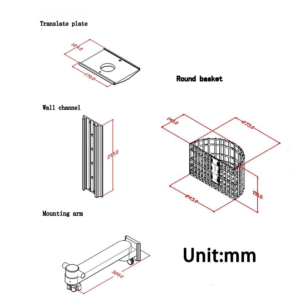 Aluminum Alloy Swivel Wall Mount Bracket, Device Monitor Stand with Storage Basket, Wall Mount Bracket for Patient Monitor