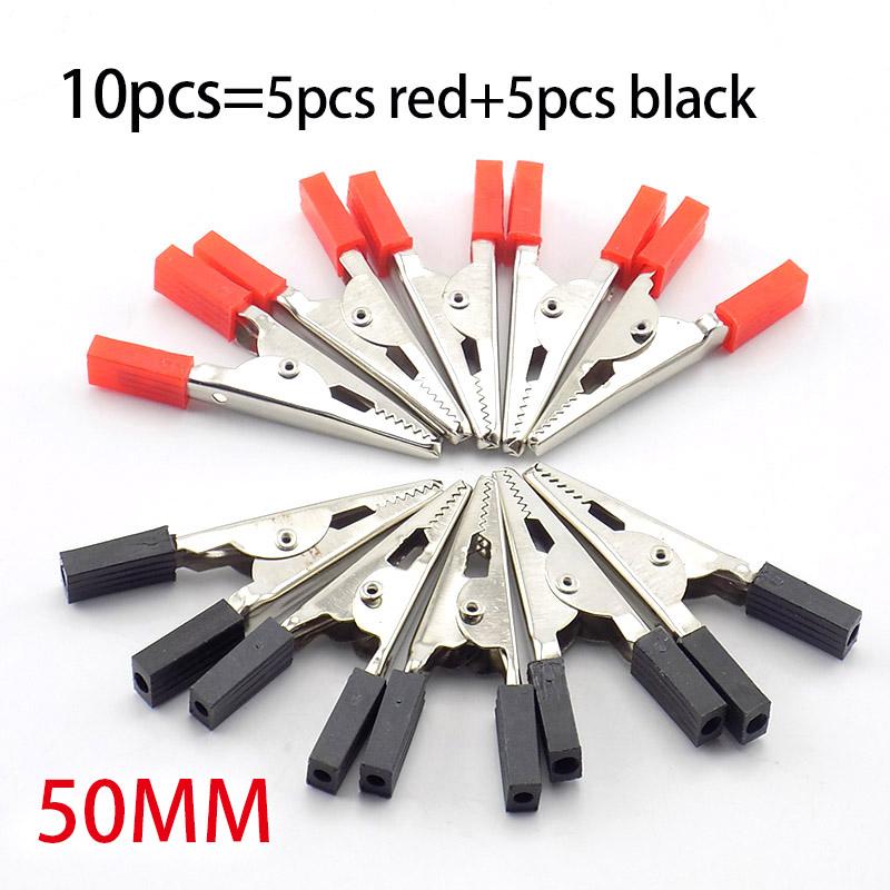 10pcs Red Black Alligator Clips Crocodile Terminal Test Electrical Battery Crocodile Clamp 35mm 50mm