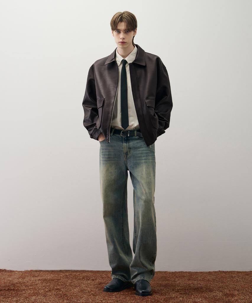 Draw Fit A-2 Leather Blouson Jacket [Brown]