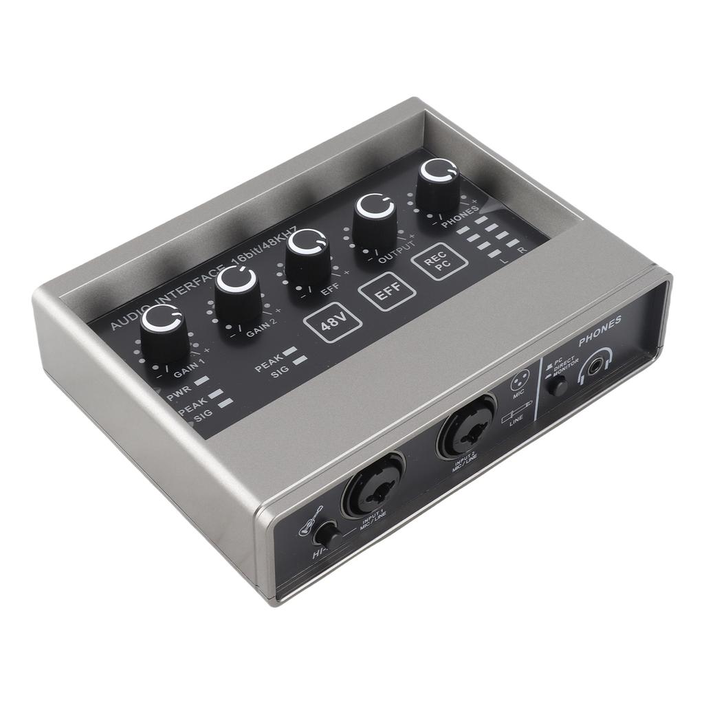 48V Live Sound Card with DSP Reverb Sound Card Mixer for Computer Smartphone Singing Instrument Live Broadcast