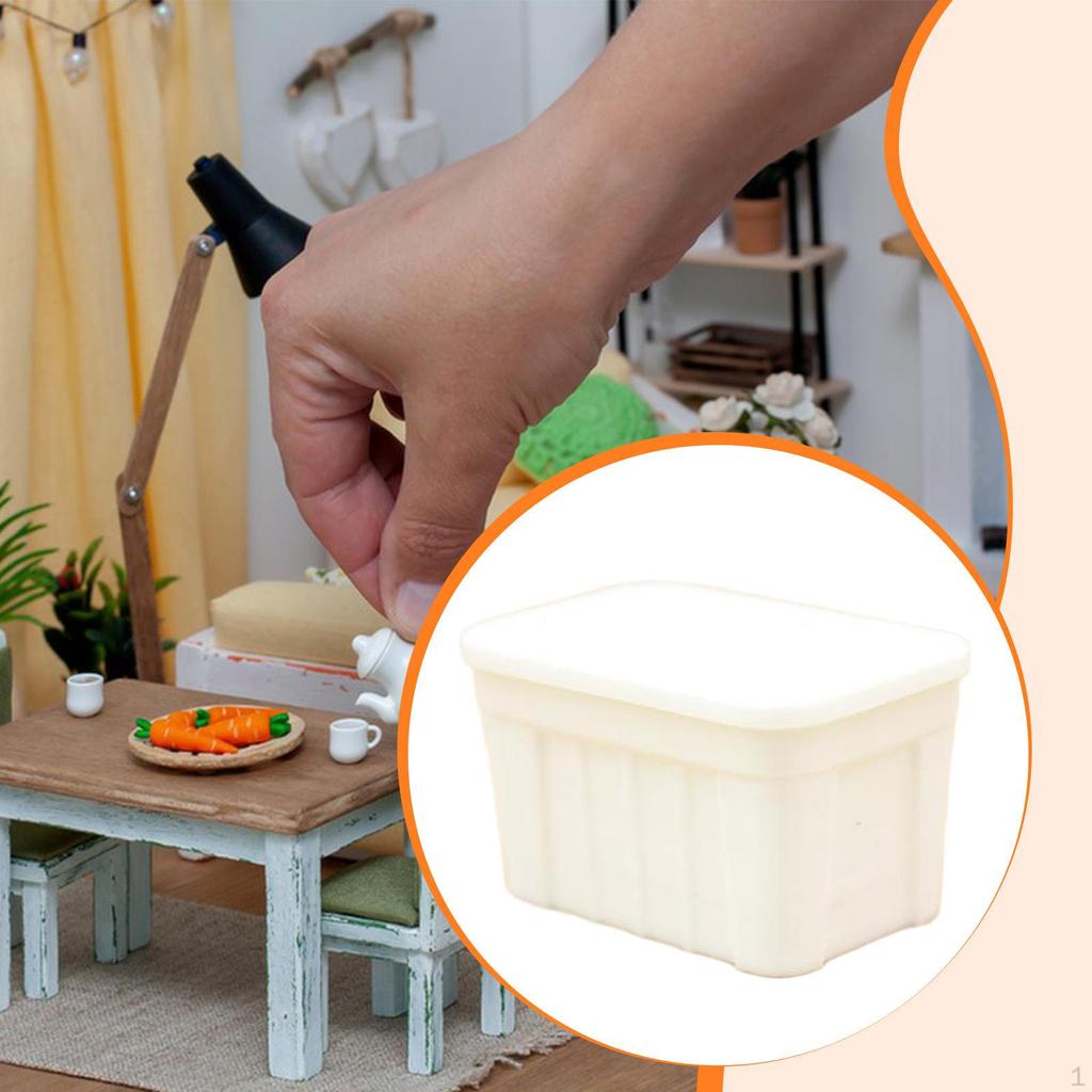 1/12 Miniature Storage Box with Lid Collections Mini Organizer Ornament for Micro Landscape DIY