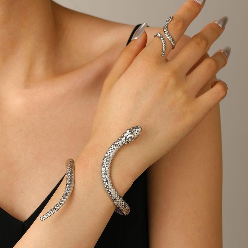 1Pcs/Set Vintage Snake Shaped Bracelets For Women Men Exquisite Punk Ring Personalized Earrings Party Jewelry Accessories Gifts
