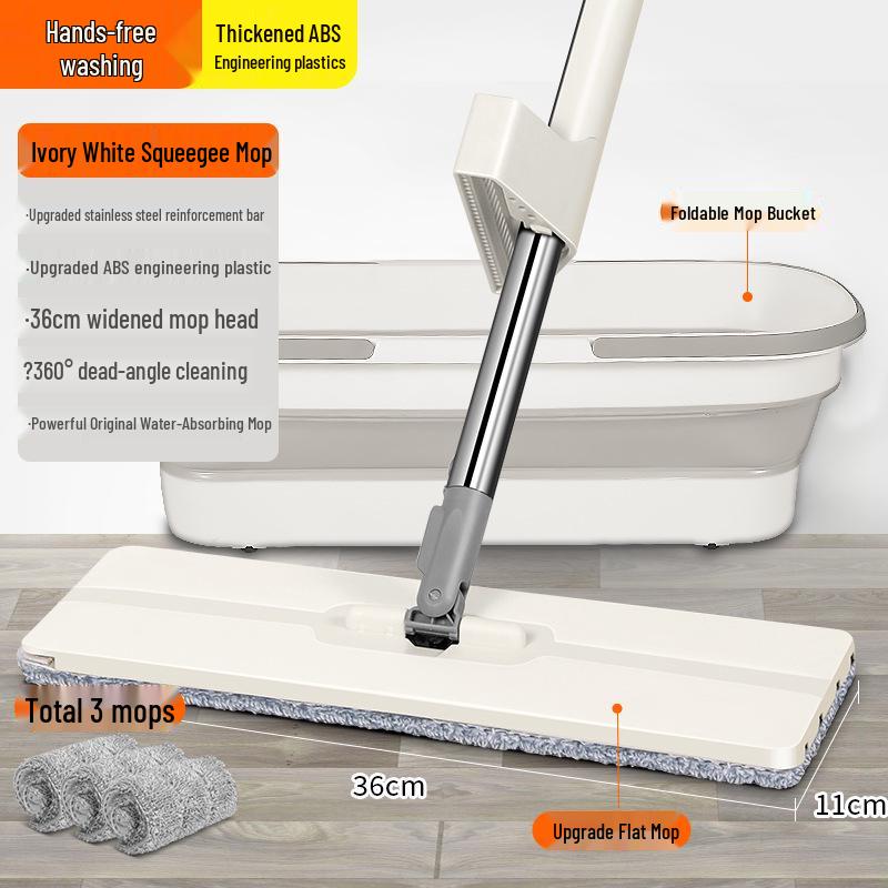 Large Hands-Free Wet & Dry Flat Mop with Squeegee