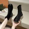 Fashion Women White Mid Calf  Boots Low Heel Elasticity Ankle Boots Woman Winter Fashion Autumn 2024 Chelsea Booties Ladies Shoes