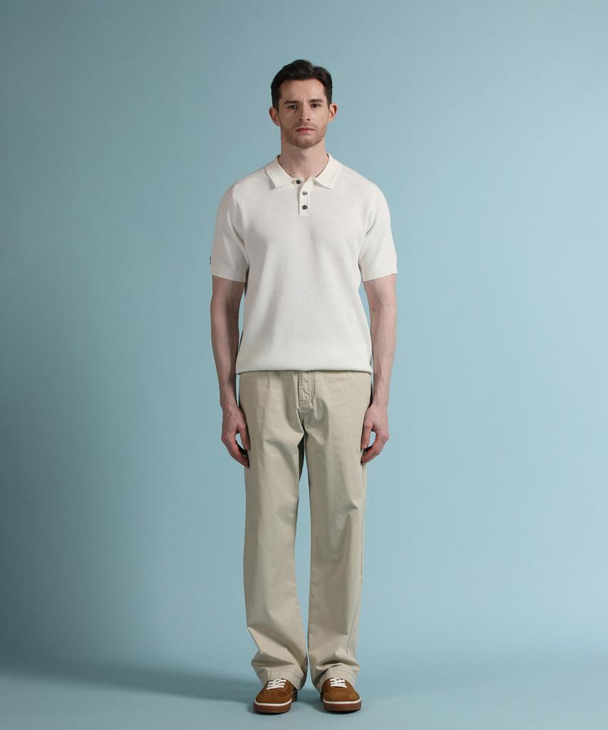 PANICALE White Waffle Short Sleeve Polo Knit