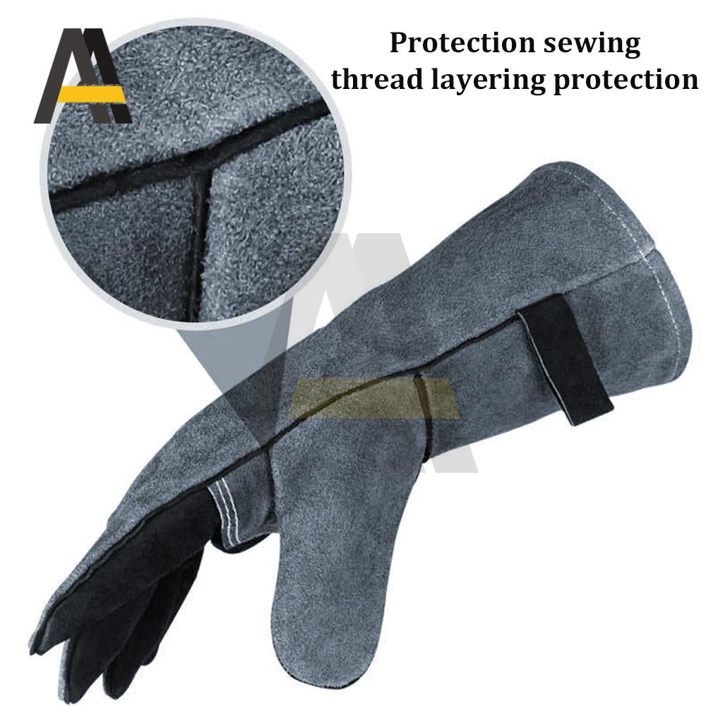 Heat Resistant Oven Gloves Mitts Baking BBQ Gloves For Grill Heat Insulation Leather Forging Double Layer Welding Gloves