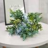 Flower Bud Small Fruit Combination Flower Simulation Flower Green Leaf Plant  Wedding Hand Home Decoration  Artificial Flower