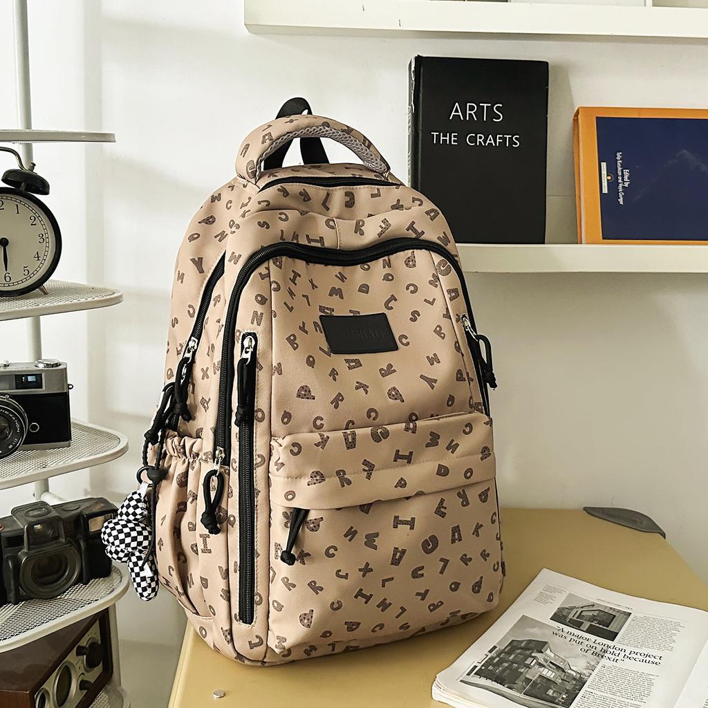 Schoolbag College Style Japanese Style Shoulder School Bag High School Boys Printed Simple Fashion Elementary School Boys Men's Lightweight Backpack