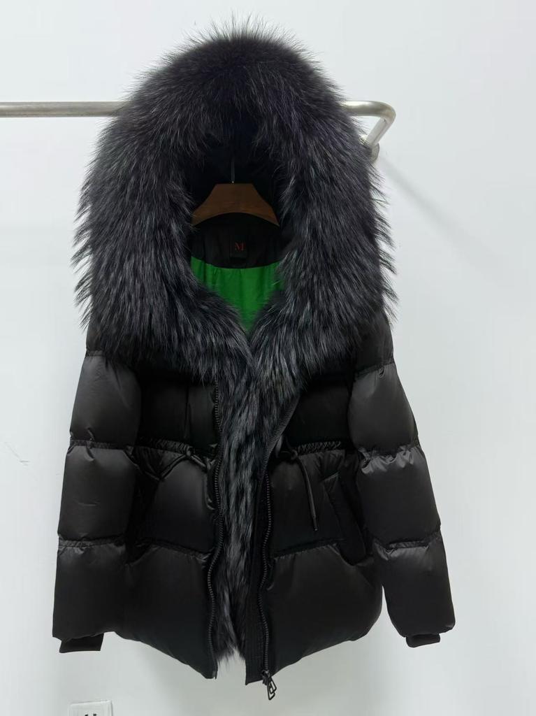 Goose down clothing popular winter new natural removable fox fur down jacket women's waist warm jacket