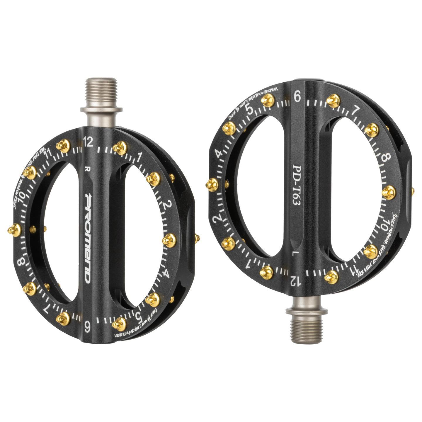 PROMEND Bicycle Pedal Aluminum Alloy Clock-Face Design for Road Mountain Folding Bike – Lightweight, Anti-Slip, 3-Bearing PD-T63