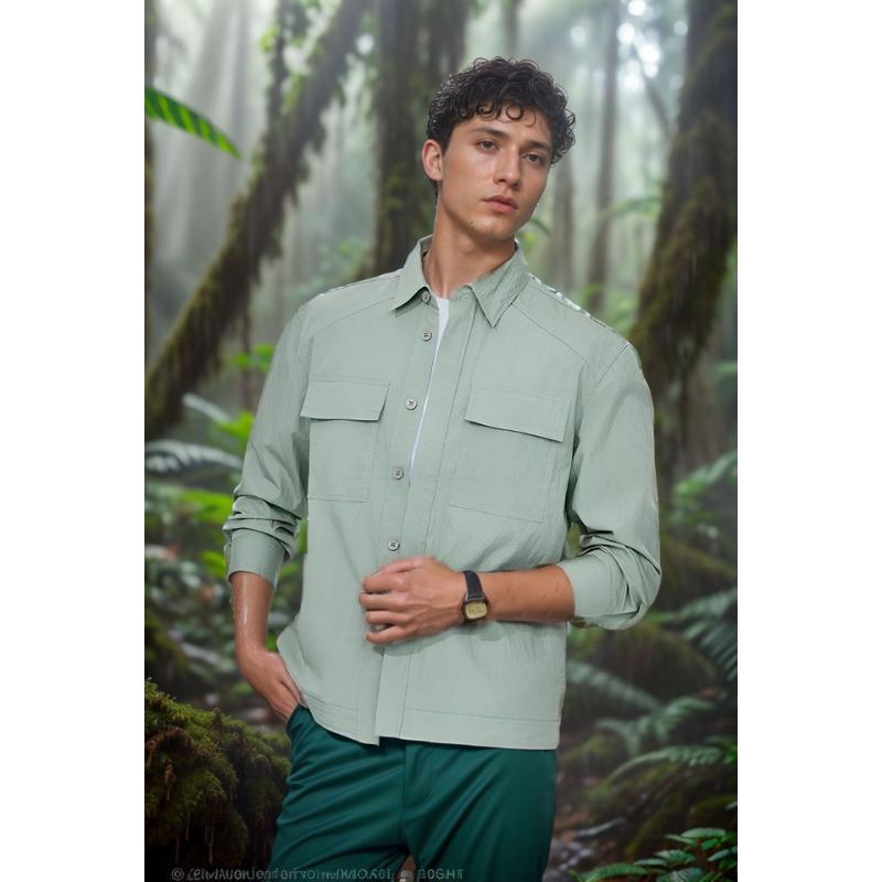 

Летняя простая тонкая классная рубашка мужская не требующая глажки кардиган с длинными рукавами мужская рубашка куртка XL зелёный