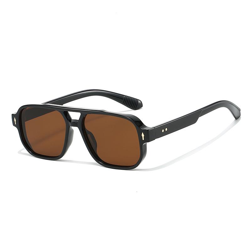 Double-Beam Arrow Rice Nail Retro Square Sunglasses for Men & Women