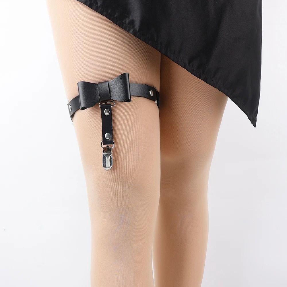 1Pcs Women Leg Loop Leg Garter Belt Black Heart Thigh Harness Stockings  Punk Gothic Accessories