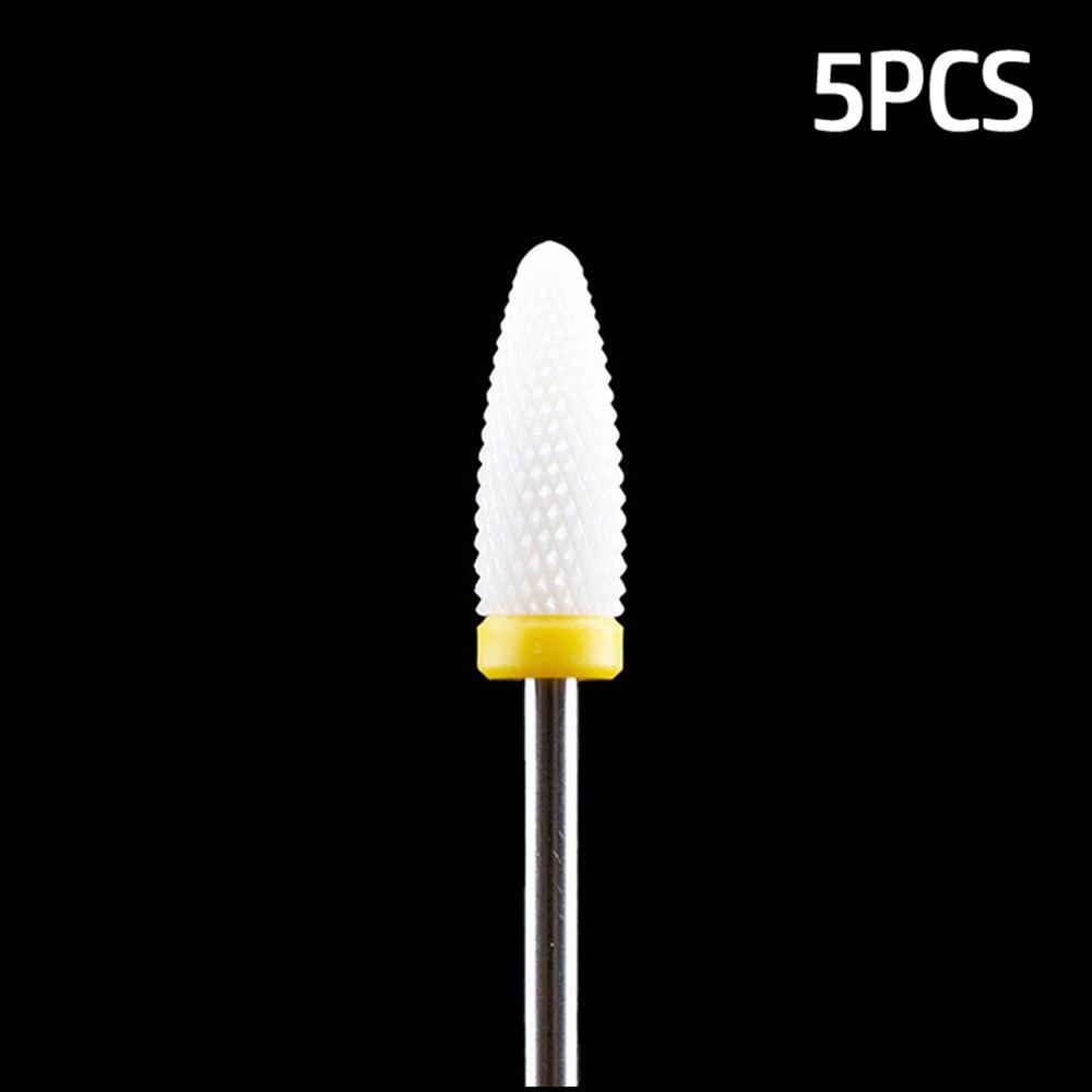 5pcs Milling Cutter For Manicure Set Ceramic Nail Drill Bit Mill Manicure Machine Pedicure Tools for Removing Gel File 3/32 Inch
