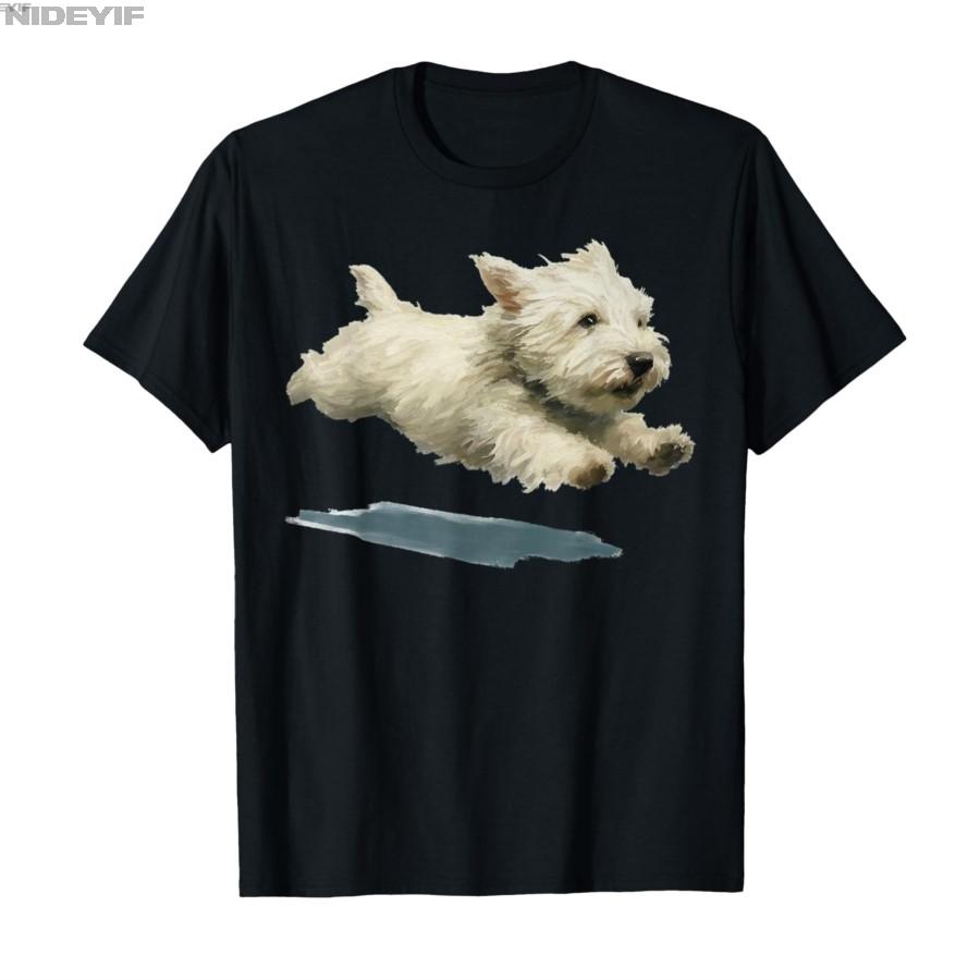 Interesting running puppy art print exquisite Sitri dog Tshirt suitable for both Unisex pure cotton Tshirt shortsleeved top