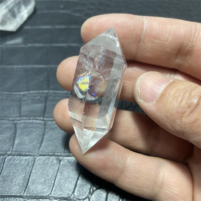 Natural  Clear Crystal Quartz 6 Sided Facet Vogel Style Double Termination Wand Point Tibet Himalayan High Altitude Reiki Healin