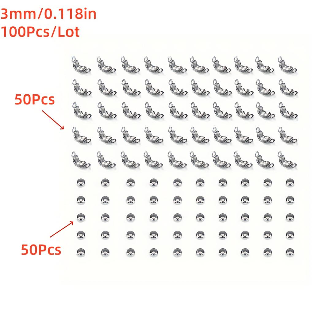 100pcs/lot Connector Clasp Crimp End Beads Findings Kit DIY Bracelet Necklace Jewelry Making Supplies