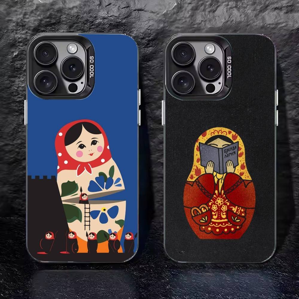 Matryoshka Art Russian Phone Case For iPhone 17 16 15 14 13 12 11 Pro Max XS Max 7 8 Plus Shockproof Silicone Matte Cover