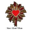 Large Handmade Bead Embroidered Red Heart-shaped Cloth Sticker, Fashionable DIY Clothes, Pants and Jackets Decorative Decals