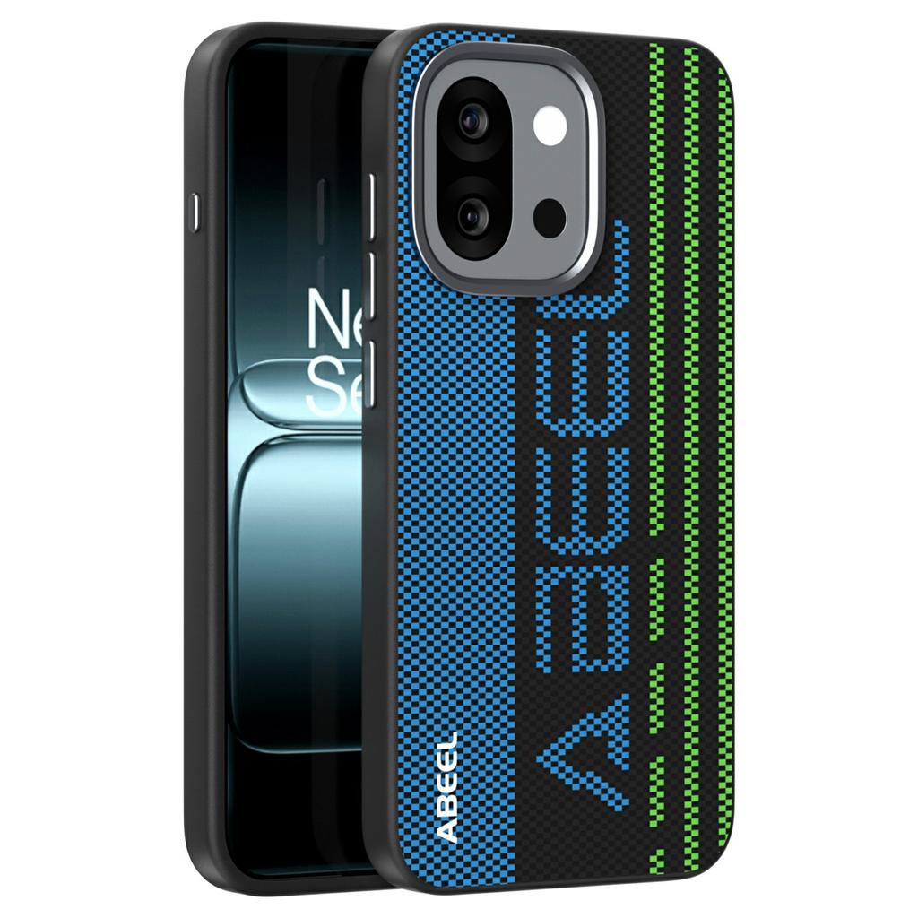 ABEEL Pro OnePlus 13T 5G Magnetický kryt Mikro-reliéf 6D Tištěný PC TPU Hliníková slitina Kožený kryt na telefon