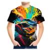 Summer Round Neck 3D Racing Series Printed Top Fashionable Casual Short Sleeved Children's Boy T-shirts