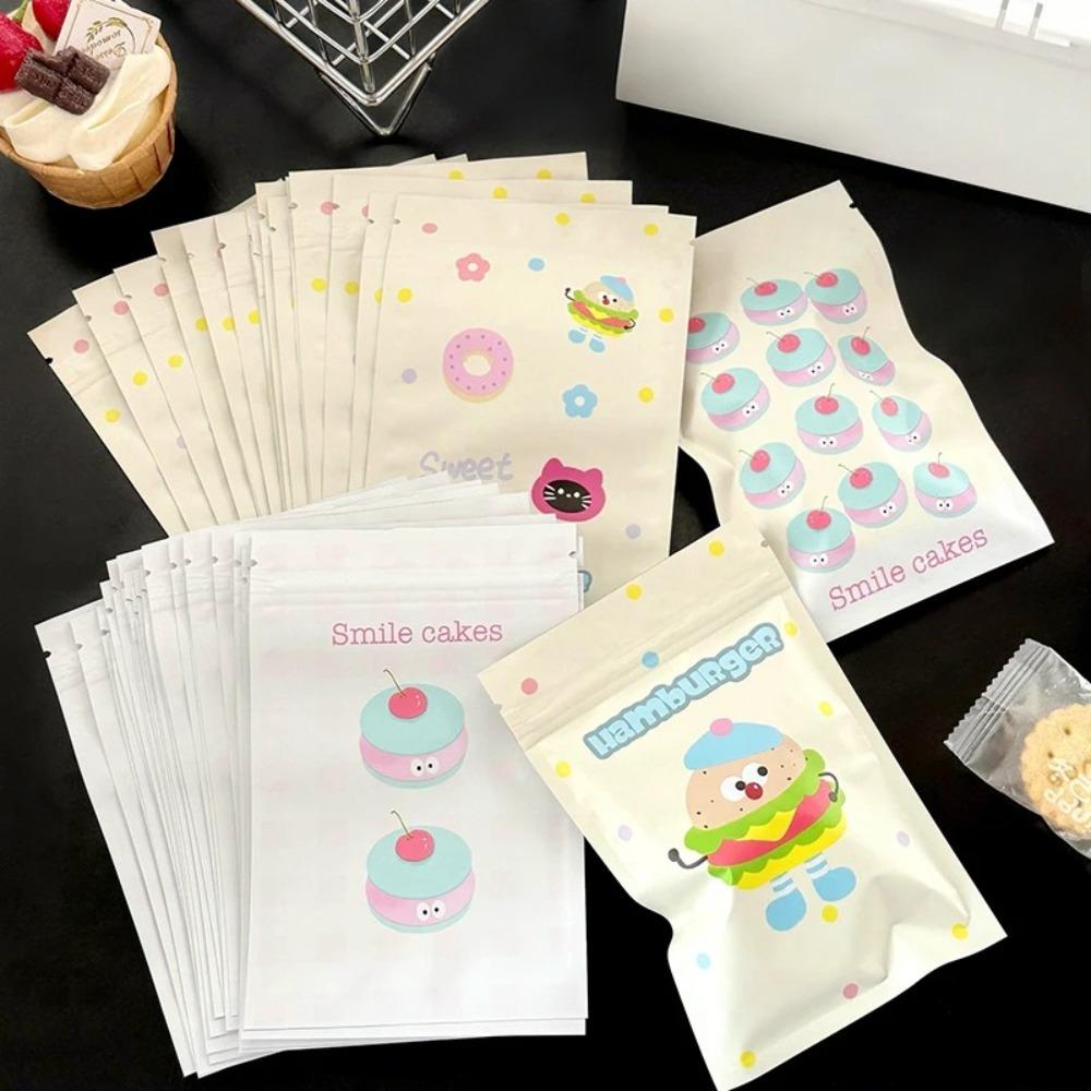 50Pcs/Pack Reusable Biscuit Packaging Bag Cartoon Design Gift Pouch  Package Supplies