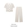Kaslead New Women Clothes Western Style Blended Short Sleeve Outerwear Straight Trousers 3597998 3723998