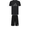 Adidas Taekwondo Soft Minimalist Pullover Short Sleeve T-Shirt Comfortable Fashion Striped Shorts Casual Sports Set ADICLTSPSTK-BGY+S21ATMSH2T-BW