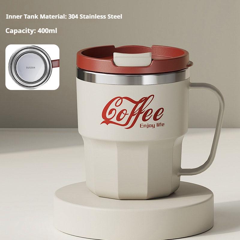 400ML Milk Coffee Mug Stainless Steel Coffee Mug With Handle Portable Double Layer Sealed Leak-proof Drinking Thermal Water Cup