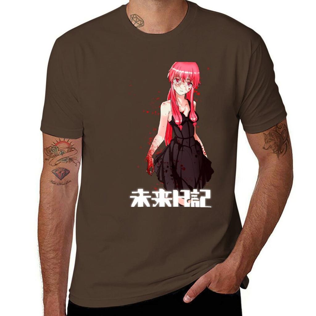 Mirai Nikki Tshirt Korean Fashion Aesthetic Clothes Animal Prinfor Boys Blacks Slim Fit T Shirts for Men