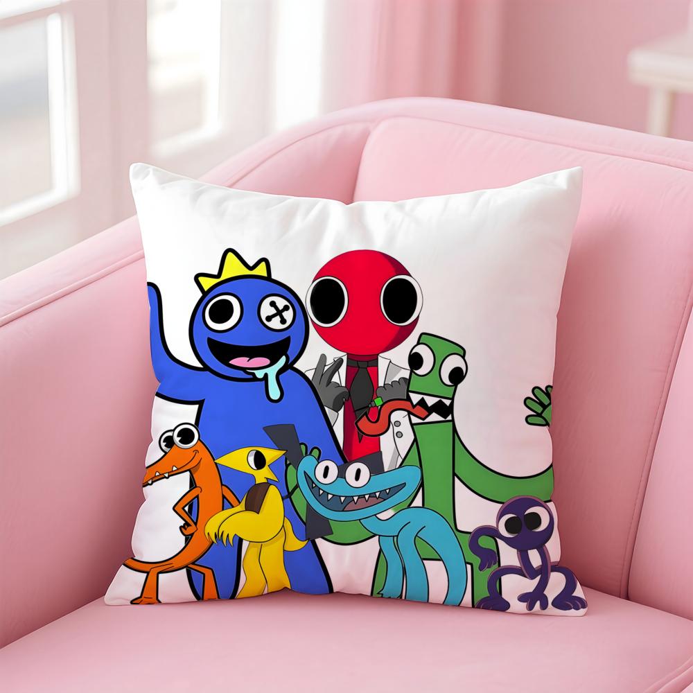 anime Rainbow Friends Cushion Cover Comfortable Reversible Pillow Cover Ideal for Car Sofa Bedroom & Beyond