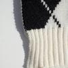 PIECEMAKER ARGYLE MONO DAISY KNIT MUFFLER (black)