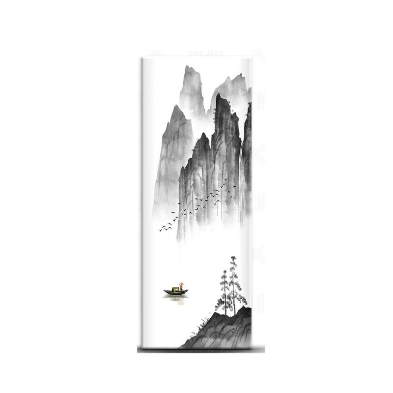 Chinese Style Refrigerator Door Sticker Self Adhesive Waterproof 3D Wallpaper Fridge Door Wrap Mural Cover Home Kitchen Decor