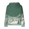 Dammode Lös Pullover med Huva Långärmad Rutig Sweatshirt med Dragsko, Nedhasad Axel, Ficka, Jultryck Topp