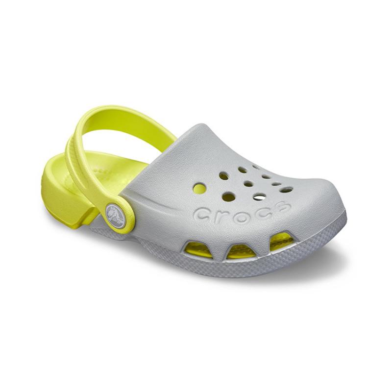 Crocs Classic clog Electrocto outdoor toe flat heel hole shoes grey green children's model