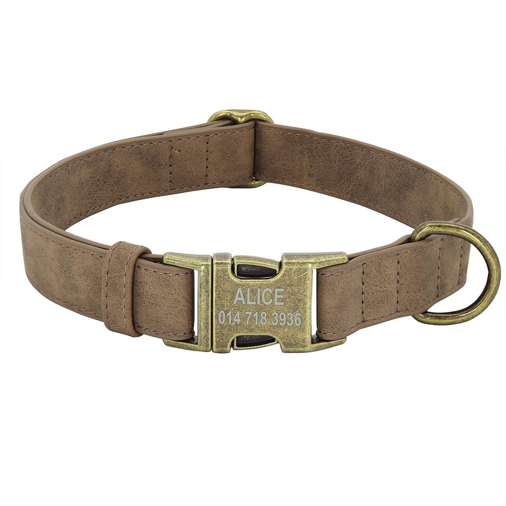 Customized Dog Collar Personalized Dogs Name ID Collars PU Leather Pet Buckle Necklace for Small Medium Large Dogs Pitbull Pug